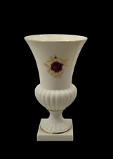 Vintage Lenox Rhodora Pink Rose Pedestal Vase With Gold Trim picture