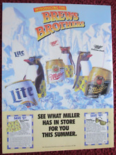 1989 MILLER Beer Print Ad ~ The Brews Brothers, Penguins in Sunglasses picture