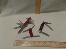 BUNDLE OF 3 POCKET KNIVES-1 THREE BLADE-2 RED SWISS ARMY ONE 1980'S picture