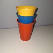 Vintage Tupperware 7 oz Bell Tumbler Kid Drink Cups Primary Colors Set 3 picture