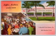 1954 LOFFLER BROTHERS OYSTER HOUSE RESTAURANT CORAL GABLES FL LINEN POSTCARD picture