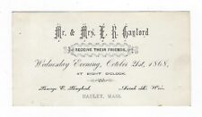 c1890's Victorian Trade Card Couples Invitation, Hadley, Mass picture