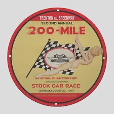VINTAGE  200-MILE  STOCK CAR RACE   1964  OIL PORCELAIN  GAS PUMP  SIGN picture