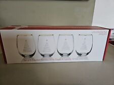 Celebrations by Mikasa Holiday Christmas Trees Stemless Wine, Set of 4, Clear  picture