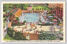 Postcard California Los Angeles Ambassador Hotel Crystal Plunge Suntan Vintage picture