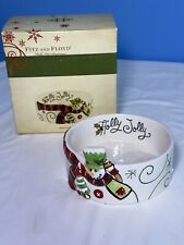 Fitz and Floyd Holly Hat Snowman Bowl With Original Box picture