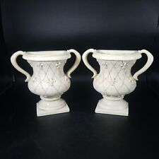 Vintage C2C Urn Vase Bookends, Faux Marble, Fleur de Lis Design, Heavy, Handled  picture