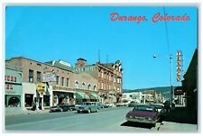 1960 Looking North Main Street Strater Hotel Buildings Durango Colorado Postcard picture