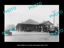 OLD LARGE HISTORIC PHOTO OF MARION ILLINOIS THE RAILROAD DEPOT STATION c1915 2 picture