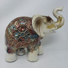 Deco 79 Artistically Designed Elephant Figurine 9inch by 10inch Ornate Trunk Up picture