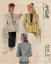 McCall 6065 Single-Button Jacket w Notched Collar, Nipped Waist Sz 20 COMPLETE picture