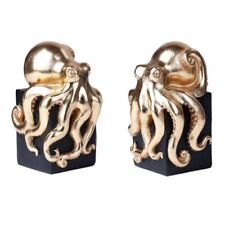 PT Golden Octopus Hand Painted Resin Bookends picture