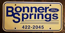 Vintage Bonner Springs KS Ford Dealership License Plate.   picture