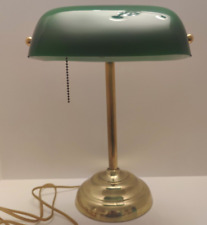 Vintage Bankers Desk Lamp Green Glass Shade Student Piano Table Light 15” Tall picture
