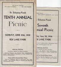 St Sebastian Parish Picnic Rex Lake Park Akron OH 2 Program 1936 1939 Vintage picture