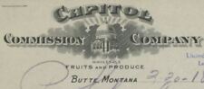 1918 BUTTE MONTANA CAPITOL COMMISSION COMPANY WHOLESALE FRUITS INVOICE 31-37 picture