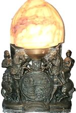 Antique ROMANCE Victorian Figural Lamp, Original Tiffany Style Globe picture