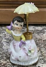 Vintage Japan DEV Lady Perfume Bottle Umbrella Girl Spray Atomizer Purple Yellow picture