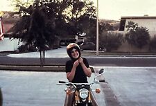 Lot of 2 Vintage 1970s Photo Slides Cute Young Girl Riding on Motorcycle picture