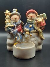 (2) Snowmen Votive Candle Holder w/ Tree, Gift (8 available) picture