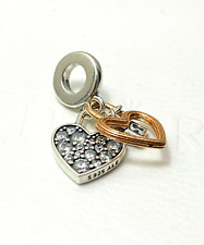 Pandora Moment Silver & Rose Gold Authentic Heart Padlock Charm Valentine's Sale picture