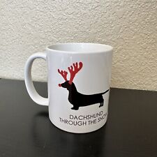 Dachshund Through The Snow Coffee Mug Dog With Reindeer Antlers Holiday Christma picture