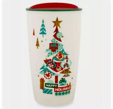 Disney Parks 2019 Starbucks Happy Holidays Ceramic Travel Tumbler With Lid NEW picture