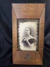 Victorian Memorial Mourning Photo With Hair In Wood Frame 6x3” picture