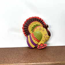 Vintage Hallmark Thanksgiving Turkey Bird Plastic Pin Button picture