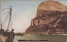 Signal Hill Battery Rock Gibraltar men boats viewing c1910s postcard D254 picture