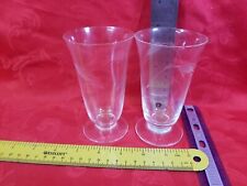 2 Vintage Sasaki WHEAT Etched Whiskey Sour Glasses MCM picture