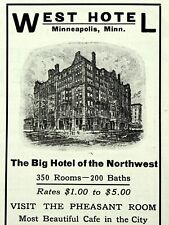 1915 WEST HOTEL Minneapolis Advertising Original Antique Print Ad picture