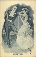 R. Lillo - Man Presents Beautiful Woman w/ Diamonds c1910 Postcard picture