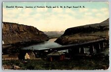 Lombard, Montana MT - Beautiful Montana, Junction NP & C.M RR - Vintage Postcard picture