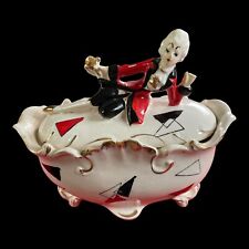 Vintage French Provincial porcelain figurine trinket box red/black/gold SKU G97 picture