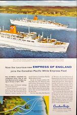 Canadian Pacific White Empress of England Fleet Cruises Vintage Print Ad 1956 picture
