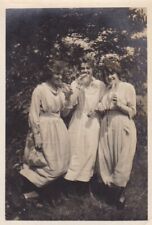 Beautiful Antique Photograph Three Ladies Drinking From Bottles Friends Women picture