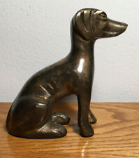 Vtg Heavy Solid Brass/Bronze Greyhound Whippet Dog Figurine  5” picture
