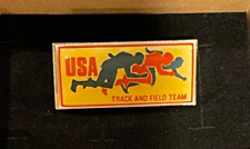 Vintage TEAM U.S.A Olympic Games Track And Field Lapel Hat Pin with Gift Box picture
