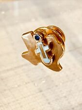 Texas Instruments Pin Back 10k Gold Filled Blue Stone Service Award Tie Tack picture