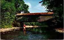 Old Covered Bridge Over Trout River Cavendish Vermont VT Postcard UNP VTG Unused picture