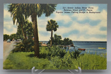 Vintage Indian River Drive, Fishing Bridge Florida Post Card Unposted Linen 40s picture