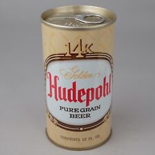 1960s HUDEPOHL 14K Process GOLDEN Beer Can 12 oz Tab Top Cincinnati OHIO Brewing picture