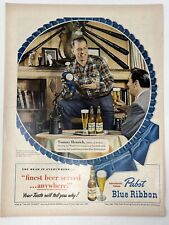 1950 PABST Blue Ribbon Beer - Pro Baseball Player TOMMY HEINRICH VINTAGE AD picture