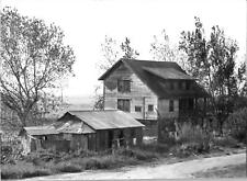 Old abandoned two story house & garage Found Photo V0775 picture