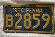GOOD SOLID VINTAGE 1954 PENNSYLVANIA LICENSE PLATE See My Other Plates picture