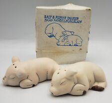 Vintage Salt & Pepper Shakers Hand Painted Porcelain Sleeping Pigs / Piglets NIB picture
