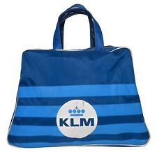 MID-20TH C VINT KLM ROYAL DUTCH AIRLINES CARRY-ON STRIPED SIZED FABRIC TOTE BAG picture