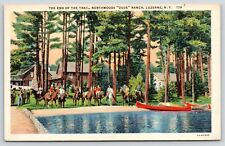 Luzerne New York~Northwoods Dude Ranch~Horseback Riders End of Trail~1935 Linen picture