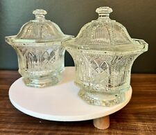 Vintage Fostoria Glass  Jar A-82 Limited Edition Avon Octagonal Set Of 2 picture